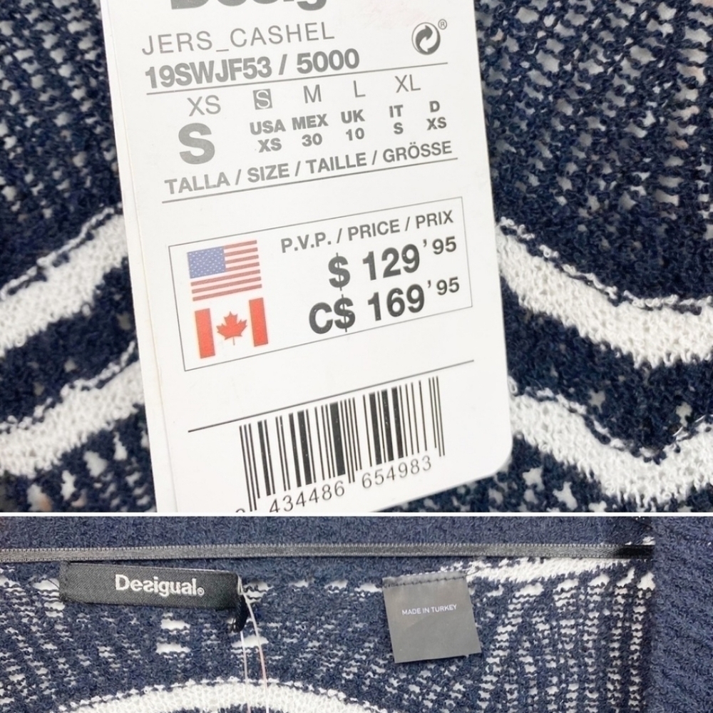 NEW! Desigual Cashel Navy Open Front Waterfall Cardigan Size S NWOT - Picture 13 of 14